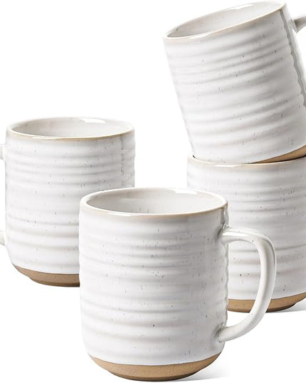 LE TAUCI Coffee Mugs 12 oz, Ceramic Coffee Cups for Latte, Hot Tea, Cappuccino, Mocha, Cocoa, Housewarming Wedding Present Mug Set - Set of 4, Arctic White