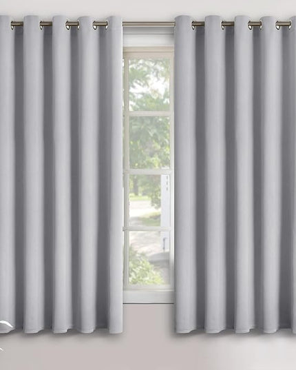 YoungsTex Extra Wide Blackout Curtains for Bedroom - Thermal Insulated Drapes with Grommet Room Darkening for Living Room, 2 Panels, 70 x 63 Inch, Light Grey