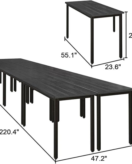 Bonzy Home Conference Table Chairs Set 18FT, 220"x47.2"x29.5" 8pcs Tables & 18pcs Chairs Set for Conference Room Meeting Room Office, Black