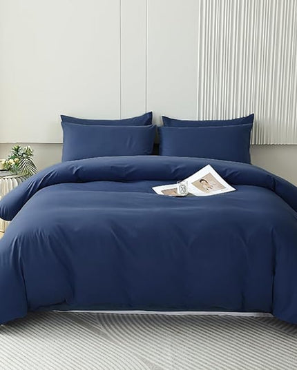 Houseri Navy Comforter Set King Size - Classic Vintage Midnight Blue & Dark Navy Theme
