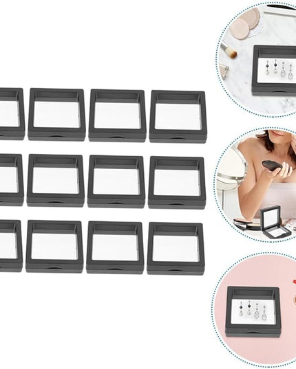 VALICLUD 20pcs Stackable Floating Jewelry Storage Holders Transparent Display Boxes for Rings Earrings Medals Organizer for Women