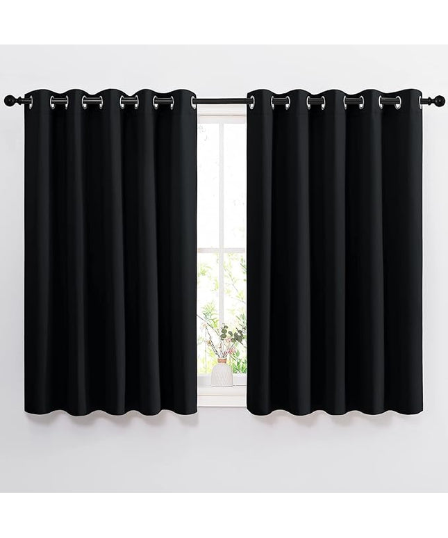 NICETOWN Black Out Curtains for Living Room - Easy Care Solid Thermal Insulated Grommet Blackout Panels/Drapes for Bedroom Window (2 Panels, 66 inches Wide by 54 inches Long)
