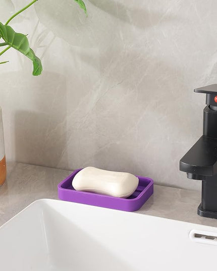 Silicone Kitchen Sink Organizer Tray for Multiple Usage,Easy Clean Sponges Holder for Kitchen Bathroom Counter or Sink,Dish Soap Dispenser,Scrubber,Bottle,Cup Purple 4.9”x 3.2”