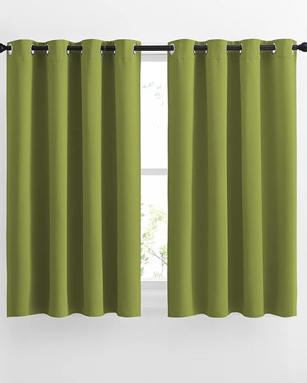 NICETOWN Green Blackout Curtains for Windows - Window Decoration Thermal Insulated Grommet Top Blackout Curtains/Panels/Drapes for Kid's Room (1 Pair, 52 x 45 inches in Fresh Green)