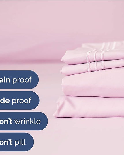 Twin XL Size 3 Piece Sheet Set - Comfy Breathable & Cooling Bed Sheets Set - Hotel Luxury Bedding for Women, Men, Kids, Teens, Boys & Girls - Deep Pockets, Soft, Wrinkle Free - Oeko-Tex - Light Pink