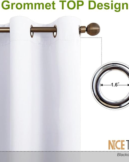 NICETOWN Extra Wide and Long Curtain - Thermal Insulated Drape Voice Canceling for Room Divider/Patio/Glass Door (White, 100 inches Width, 108 inches Length, Single Piece)