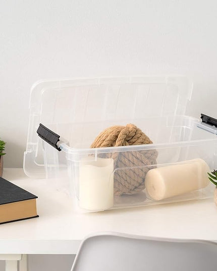 IRIS USA 13 QT Plastic Storage Box with Lid and Latches - 6 Pack - BPA-Free, See-Through Organizing Solution, Durable Nestable Stackable Containers, Secure Pull Handle - Clear