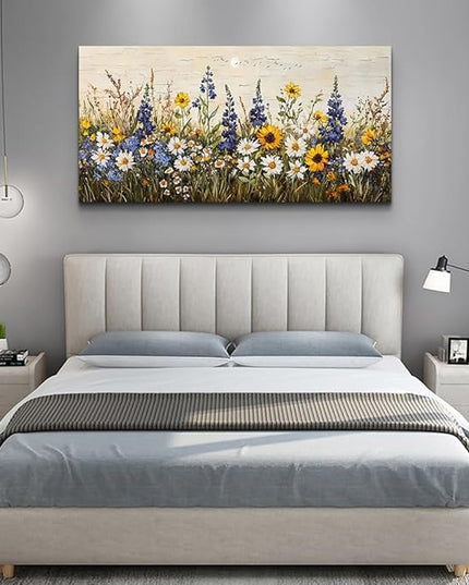 ERQINHUA Wall Art For Living Room Large Canvas Wall Decor For Dining room Farmhouse Bedroom Office Decor Boho Paintings Flowers Watercolour Wall Pictures Artwork Home Decorations Mural 24"X48"