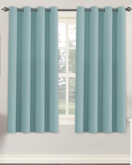 H.VERSAILTEX Window Treatment Blackout Thermal Insulated Room Darkening Solid Grommet Curtains/Drapes for Bedroom (Set of 2 Panels,52 by 63 Inch Long, Mineral Blue)