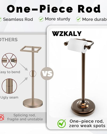 Toilet Paper Holder Stand, Bronze Toilet Paper Holder Free Standing, Post Pivoting Design & Stable Weighted Base SUS304 Stainless Steel for Bathroom (Mega Roll)