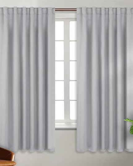 BGment Rod Pocket and Back Tab Blackout Curtains for Bedroom - Thermal Insulated Room Darkening Curtains for Living Room, 2 Window Curtain Panels (52 x 63 Inch, Light Grey)