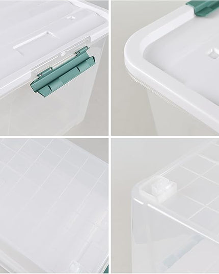 Readsky 85 Quart (21 Gallon) Clear Plastic Storage Bins with Wheels, Large Latching Boxes with Lids, 4 Packs