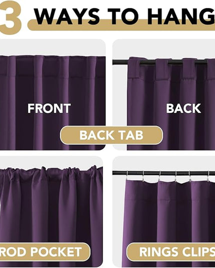 H.VERSAILTEX Blackout Curtains Thermal Insulated Window Treatment Panels Room Darkening Blackout Drapes for Living Room Back Tab/Rod Pocket Bedroom Draperies, 52 x 54 Inch, Plum Purple, 2 Panels