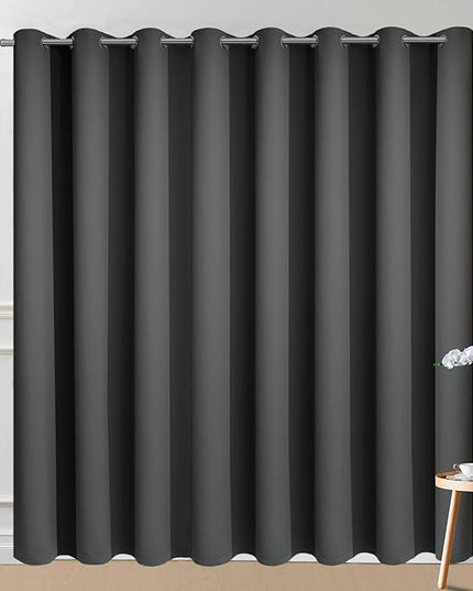 Yakamok Extra Wide 100% Blackout Curtains for Patio Door, Thermal Backing Sliding Glass Door Drape, Privacy Assured Window Treatment for Sliding Door Curtains, Dark Grey, W100 x L96, 1 Panel