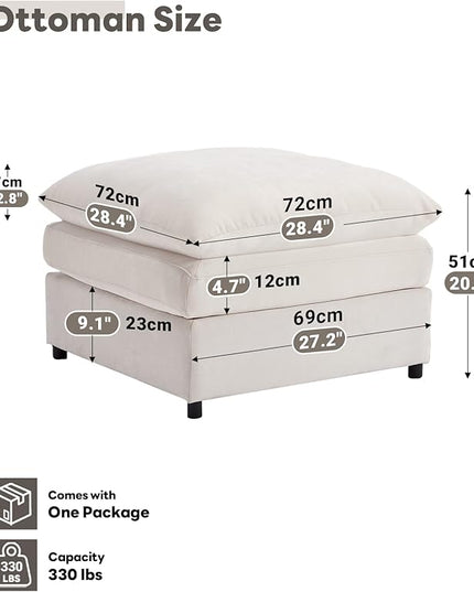 Tbfit Single Sofa Ottoman, Modern Comfy Cloud Sofa, Spring Seat Cushions, Chenille, Beige