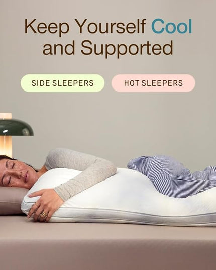 Coop Home Goods Cool+ Adjustable Cooling Body Pillow, 18x52, Cooling Gel Memory Foam & Microfiber, Side Sleeper & Pregnancy Pillow with Cool-to-The-Touch Washable Cover, Breathable Full Body Support