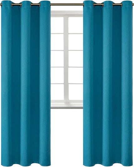 BGment Blackout Curtains - Grommet Thermal Insulated Room Darkening Bedroom and Living Room Curtains, Set of 2 Panels (42 x 84 Inch, Peacock Blue)