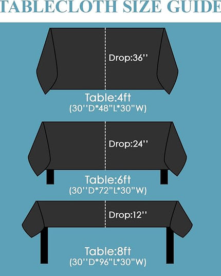 VidaFete Tablecloth 60 * 120inch 2pack Rectangle Table Cloth Polyester, Stain Wrinkle Resistant Dining Table Cover for Kitchen Dinning Party Wedding Rectangular Tabletop Buffet Decoration (Black)