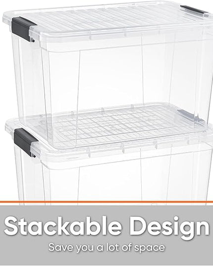 Superio Storage Bins with Lids- 8 Pack, 4.75 Qt Clear Boxes for Organizing, Stackable Plastic Containers- BPA Free, Non-Toxic, Odor Free, Organizer for Home, Office, Dorm