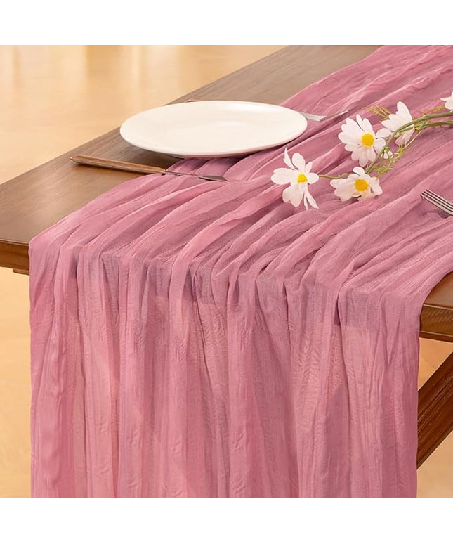 Socomi 10pcs Mauve Cheesecloth Table Runner Boho Rustic Gauze 120 inch 10FT Cheese Cloth Runner for Wedding Party Baby Shower Birthday Home Decor Holiday Decorations