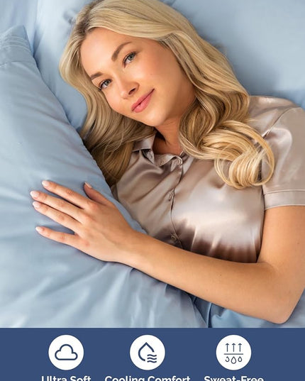 Extra Deep Cal King Sheet Set - 6 Piece Breathable and Cooling Sheets - Hotel Luxury Bed Sheets Set - Easy Fit - Soft, Wrinkle Free and Comfy Sheets Set - Sky Blue Sheet Set with Extra Deep Pockets