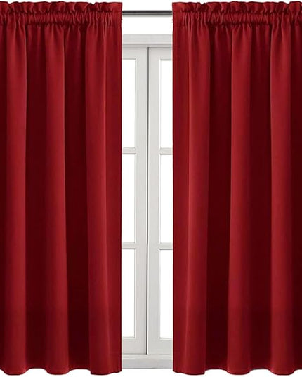 DWCN Christmas Burgundy Room Darkening Blackout Curtains - Thermal Insulated Privacy Energy Saving Window Curtain Drapes 52 x 54 inch Length, Set of 2 Bedroom Living Room Curtains