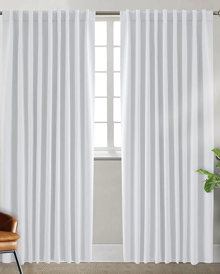 BGment White Curtains for Bedroom - 84 Inch Rod Pocket and Back Tab Thermal Insulated Room Darkening Curtains for Living Room, 2 Curtain Panels (70 x 84 Inch, Greyish White)