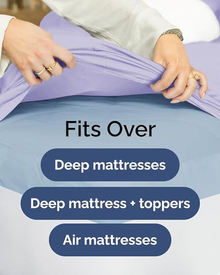 Extra Deep Twin Sheet Set - 4 Piece Breathable & Cooling Sheets - Hotel Luxury Bed Sheets Set - Easy & Secure Fit - Soft, Wrinkle Free & Comfy Sheets Set - Lavender Sheet Set with Extra Deep Pockets