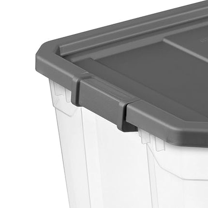 Sterilite 4-Pack Modular Stacker Box, Durable Clear Plastic Storage Bins with Latching Lids, 108 Quart - Stackable Organizing Container Boxes for Closet, Bathroom, and Office
