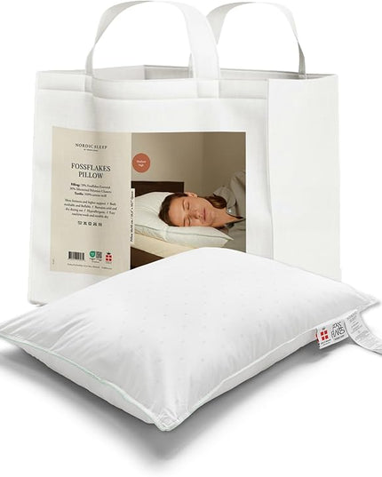 FOSSFLAKES Nordic Sleep, Bed Pillow Hypoallergenic Supportive with Down Alternate, Breathable and Machine Washable, Ideal for Side and Back Sleepers (White Medium High, King (U.S. Standard))