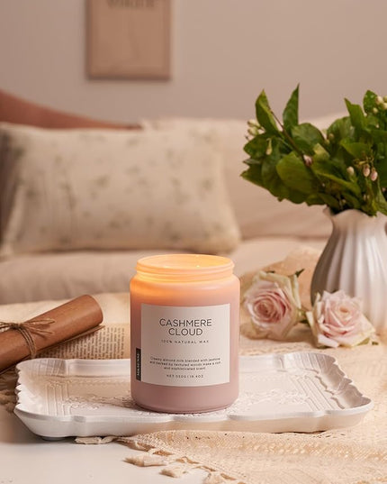 M&SENSE Warm Cashmere Scented Candles, 19.4oz 110 Hour Long Lasting 2 Wick Organic Natural Soy Wax in Glass Jar Candle for Bedroom Kitchen Home Decor, Housewarming Gifts for Family Friends