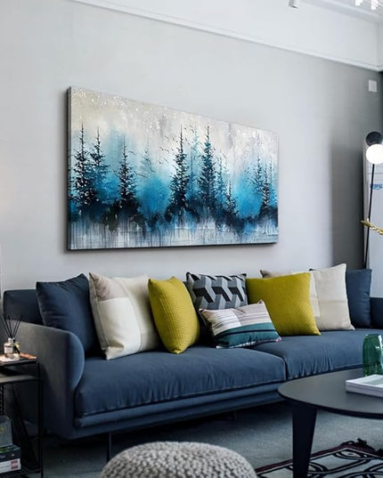 hyidecorart Framed Wall Art For Living Room Wall Decor For Office Misty Forest Trees Pictures Scenery Abstract Wall Painting Artwork Bedroom Decoration Canvas Prints Art Home Room Posters Hang Easy