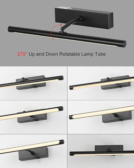 Picture Light for Wall Battery Operated, 20" Rechargeable Art Light with Remote and Timer for Painting, 9000mAh Wireless Wall Light for Display, Artwork, Portrait, Gallery, Black