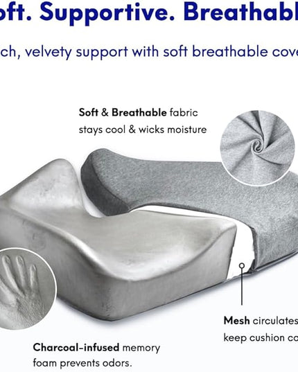 C CUSHION LAB Patented Pressure Relief Seat Cushion for Long Sitting Hours on Office/Home Chair, Car, Wheelchair - Extra-Dense Memory Foam for Hip, Tailbone, Coccyx, Sciatica - Wellness Green
