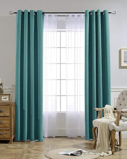 NICETOWN Patio Glass Door Panels - (52 inches Wide x 120 inches Long, Sea Teal, 1 Pair) Blackout Curtains for Bedroom/Living Room, Privacy Panel Drapes for Dining Room and Guest Room