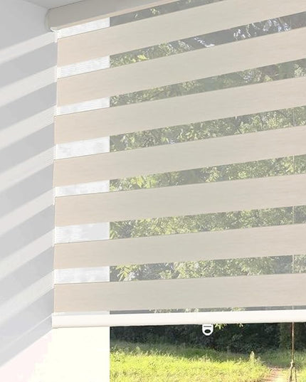 ShadesU Cordless Zebra Blinds – Light Filtering Dual-Layer Window Shades for Privacy (Cream Color) (Maximum Height 72") (Width 32")