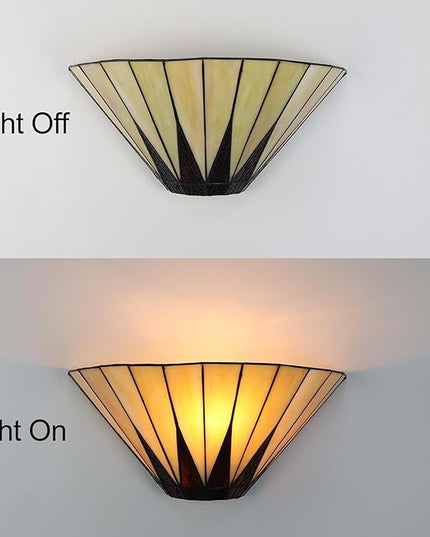 Tiffany Wall Sconce Vintage Brown Stained Glass Wall Mounted Light 13.6 Inch Tiffany Style Wall Lamp for Bedroom Entryway Stairwell