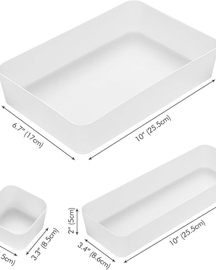 Poeland 15 Pcs Drawer Organizer Tray Storage Box for Bedroom Dresser Bathroom Kitchen, Frosted