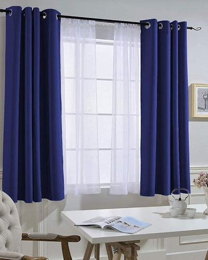 NICETOWN Blackout Curtain Panels Grommet - All Season Eyelet Top Blackout Draperies for Bedroom/Living Room/Glass Door, Navy Blue, 1 Pair of 52 x 45 inches