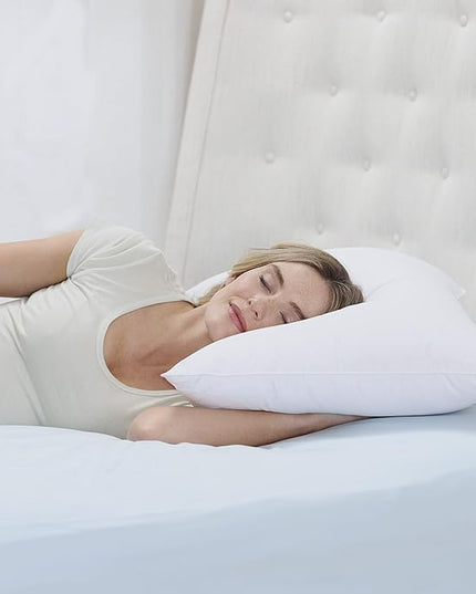Cuddledown Organic Cotton Down Alternative Pillow | 100% Organic Cotton Shell | European Down Alternative Fill | Hypoallergenic | Handcrafted | Oeko-TEX Certified | 20" x 26" | Standard | Soft