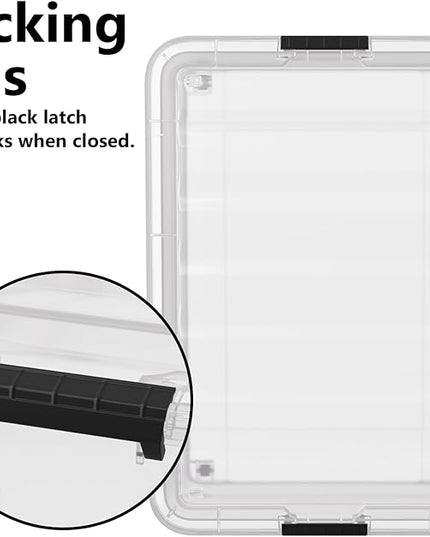 50 Quart Multipurpose Under Bed Storage Container Bins with Secure Latch Lid & Wheels, Underbed Storage Organizer Box, 3-Pack, Clear