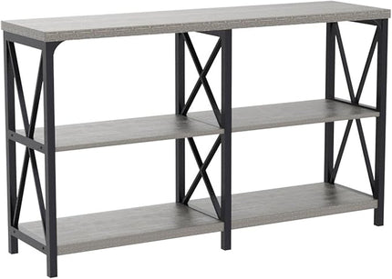 LVB Farmhouse Sofa Table, Rustic Console Table for Living Room, Entryway Table with Storage, Hallway Entry Table for Foyer, Light Grey Oak, 47 Inch