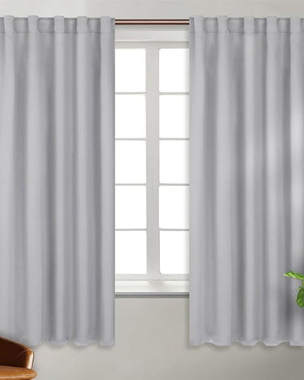 BGment Light Grey Blackout Curtains for Bedroom - Thermal Insulated Room Darkening Rod Pocket and Back Tab Window Curtains for Living Room, 2 Window Curtain Panels, 42 x 63 Inch