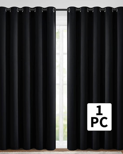 Yakamok Wide Thermal Blackout Patio Door Curtain Panel, Sliding Door Insulated Grommet Curtains, Extra Wide Curtains for Sliding Glass Door, Black, W70 x L84, 1 Panel