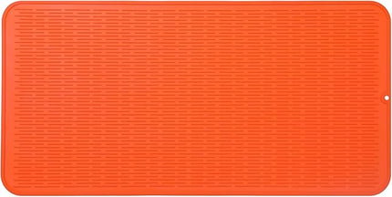 Silicone Dish Drying Mat for Multiple Usage,Easy clean,Eco-friendly,Heat-resistant Silicone Mat for Kitchen Counter or Sink,Refrigerator or Drawer Liner Orange 5XL 36inches x 18inches