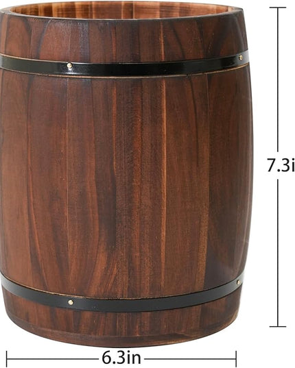 Tomato Garden Wooden Utensil Holder, Brown, Barrel Shape, Holds Spoons and Scoops, Wine Barrel Design, Painted, Smooth Surface, Sturdy Construction