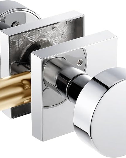 Polished Chrome Door Knobs Interior Privacy Door Knob with Lock, Polished Chrome Door Handles for Bathroom Bedroom