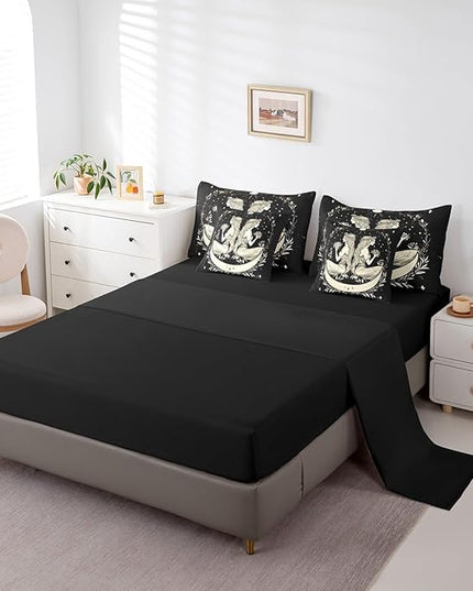 Feelyou 7 Piece Sun and Moon Bed in a Bag King for Boys Kids Rustic Garden Sheet Set,Constellation Galaxy for Girls Women Gemini Galaxy Bedding Set with Comforter Boho Mandala Cushion Covers
