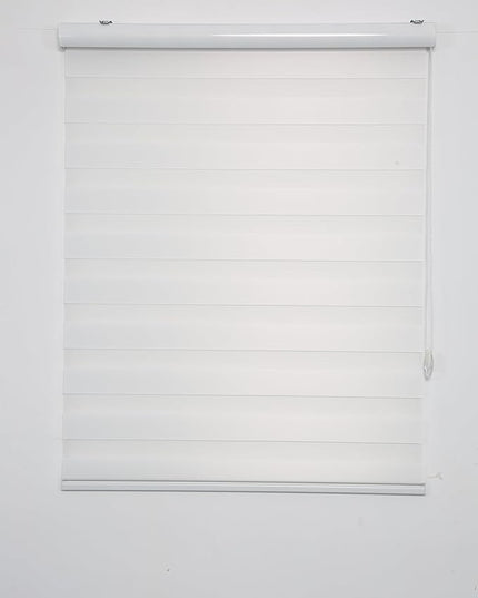 Shadesu Custom Size Zebra Blinds for Windows, 86" W x 72 H, White, Dual Layer Free-Stop Zebra Shades, Light Control for Day and Night, Sheer Blinds for Indoor Windows, Bedroom, Kitchen