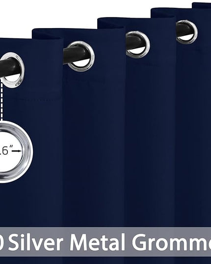 Yakamok Blackout Curtains Room Darkening Thermal Insulated Window Panels,Solid Grommet Top Drapes for Bedroom/Living Room(70Wx84L, Navy Blue, 2 Panels)